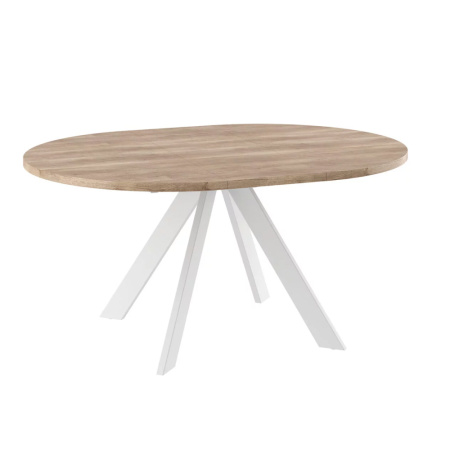 Стол RONDO-120, круглый раздвижной 120(160), ДУБ КАНЬОН/БЕЛЫЙ RONDO 120